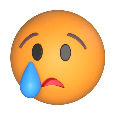 3D Crying Face With A Tear 3D Graphic