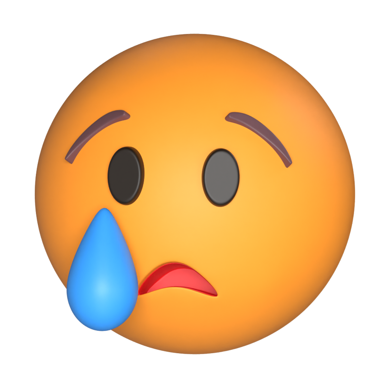 3D Crying Face With A Tear 3D Graphic