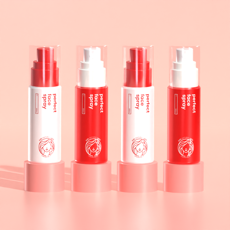 Cosmetic Brand Kit Spray On Podium 3D Animated Mockup 3D Template