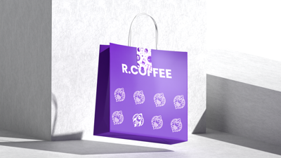 Paper Shopping Bag Coffee Brand Kit 3D Mockup 3D Template