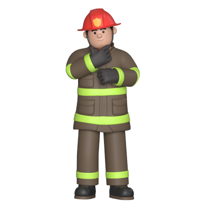 Firefighter Thinking 3D Graphic