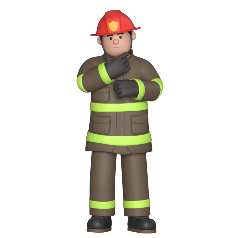 Firefighter Thinking 3D Graphic