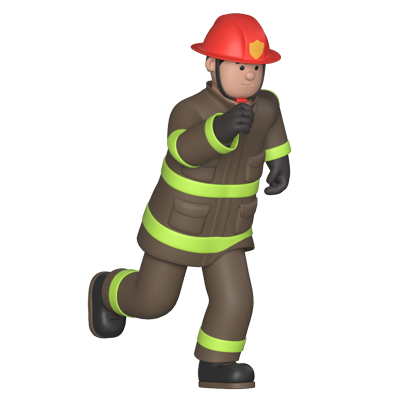 Firefighter Running 3D Graphic