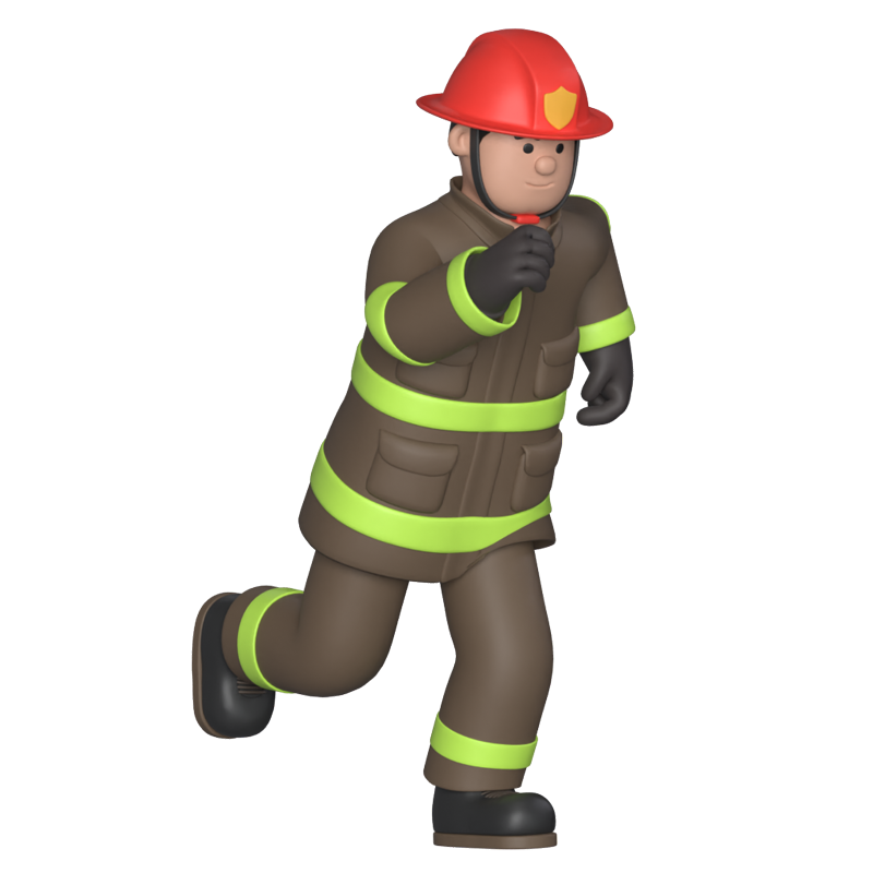 Firefighter Running 3D Graphic