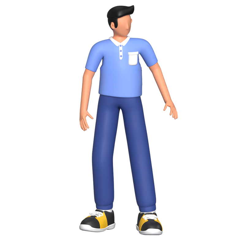 周りを見渡す男のキャラクター 3D Graphic