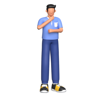 Guy Character Thinking 3D Graphic