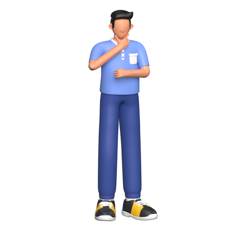 Guy Character Thinking 3D Graphic