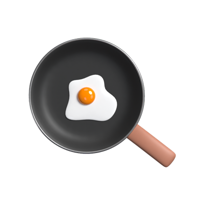 Egg Pan Fun Loading Animated 3D Icon 3D Graphic