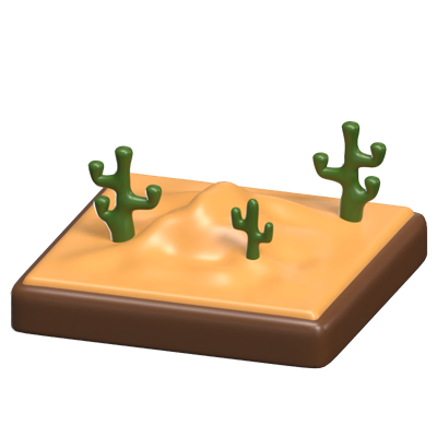 Desert With Cactus 3D Icon Model 3D Graphic