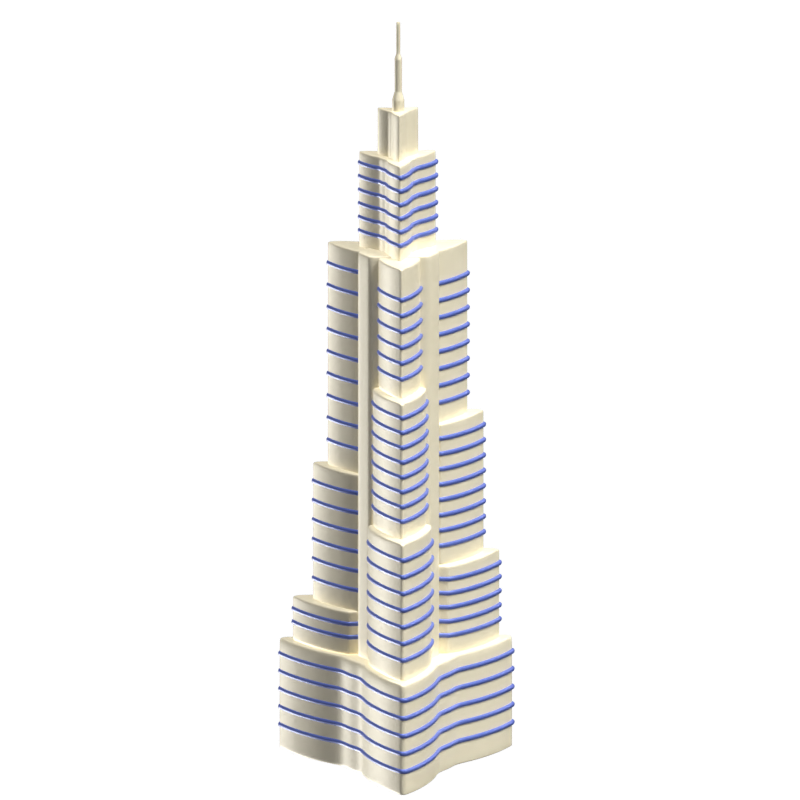 ドバイのスカイライン 3Dビルアイコンモデル