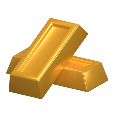 Two Gold Ingots 3D Icon Model 3D Graphic
