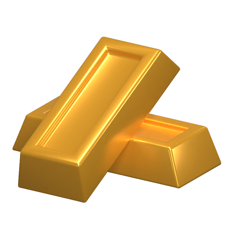 Two Gold Ingots 3D Icon Model