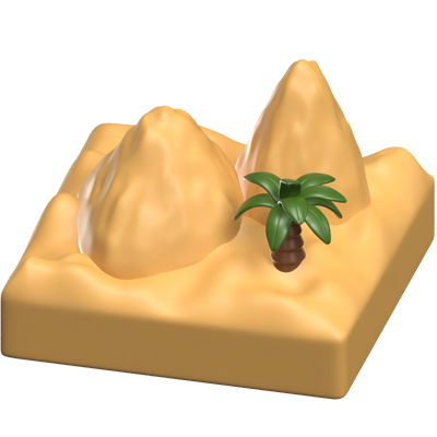 Arab Mountain With A Tree 3D Icon 3D Graphic