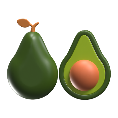 3D Avocado Fruit With Sliced One 3D Graphic