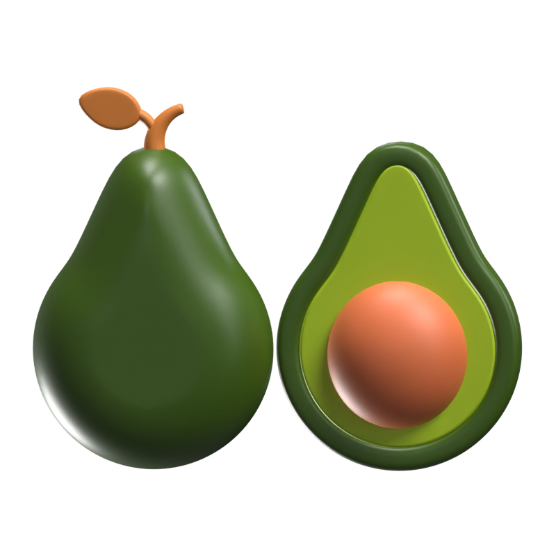 3D Aguacate Con Una Rodaja 3D Graphic