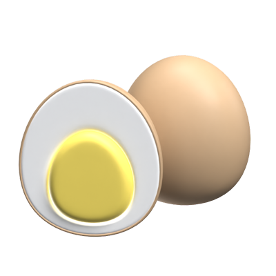 An Egg With A Sliced One 3D Icon 3D Graphic