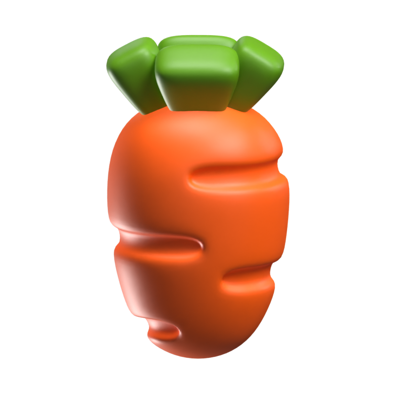 3D Carrot Icon Model 3D Graphic