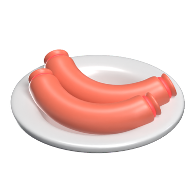 Two Sausages On A Plate 3D Model 3D Graphic