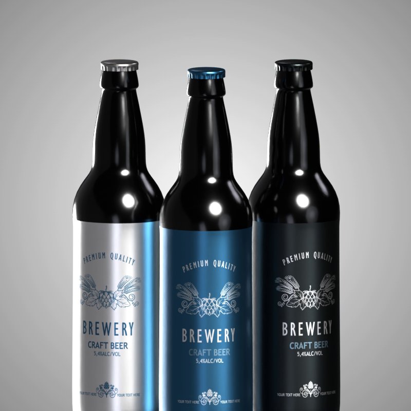 Three Bottles Of Wine Collection 3D Mockup