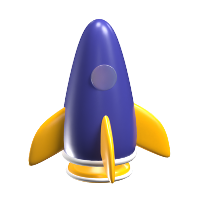 Startup 3D Model Illustrated With Rocket 3D Graphic