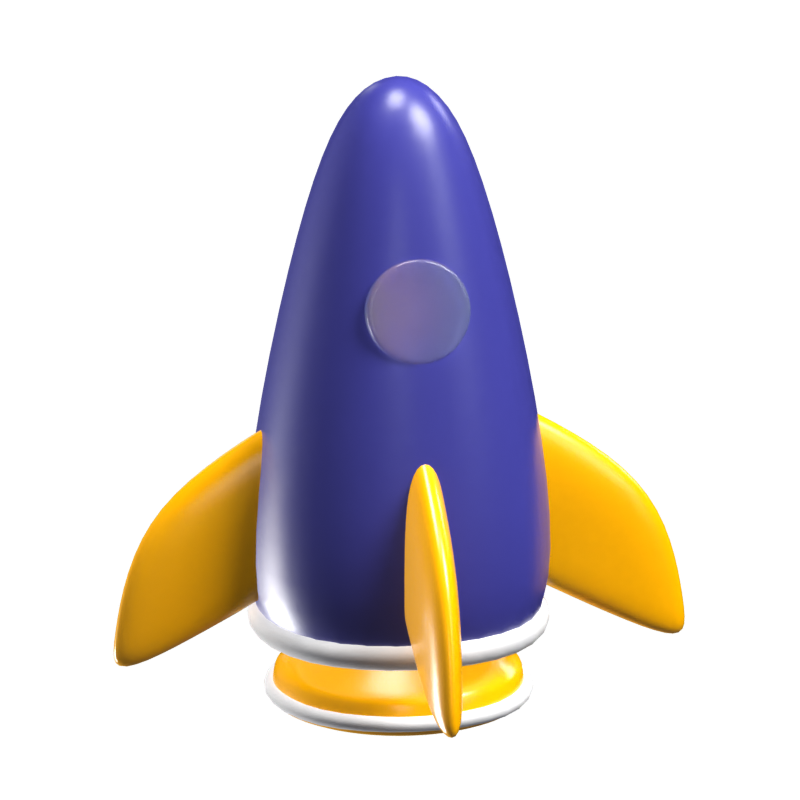 Startup 3D Model Illustrated With Rocket