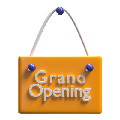 Grand Opening Sign Board 3D Icon 3D Graphic
