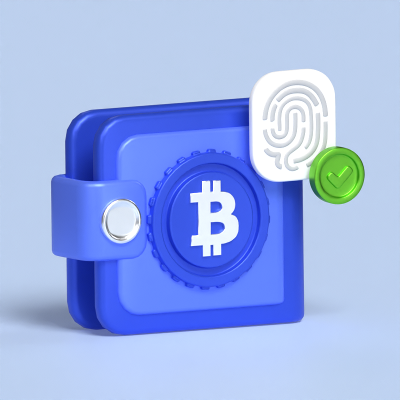 Electronic Wallet For Cryptocoins With Biometric Password 3D Illustration 3D Illustration