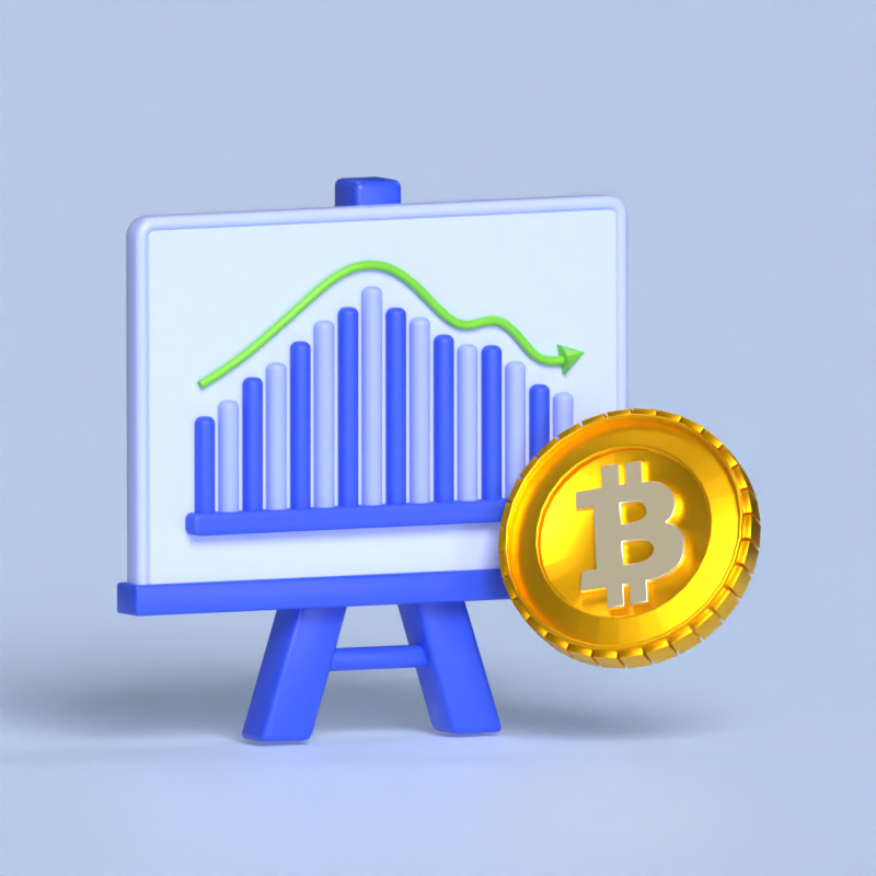 Cashflow Presentation 3D Illustration With Bitcoin And Presentation Board 3D Illustration