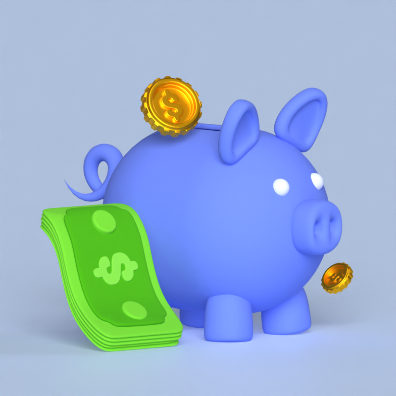 Saving Money 3D Illustration Depicting A Piggy Bank With Cash Money 3D Illustration