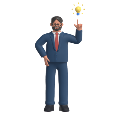 Businessman With Bulb 3D Graphic