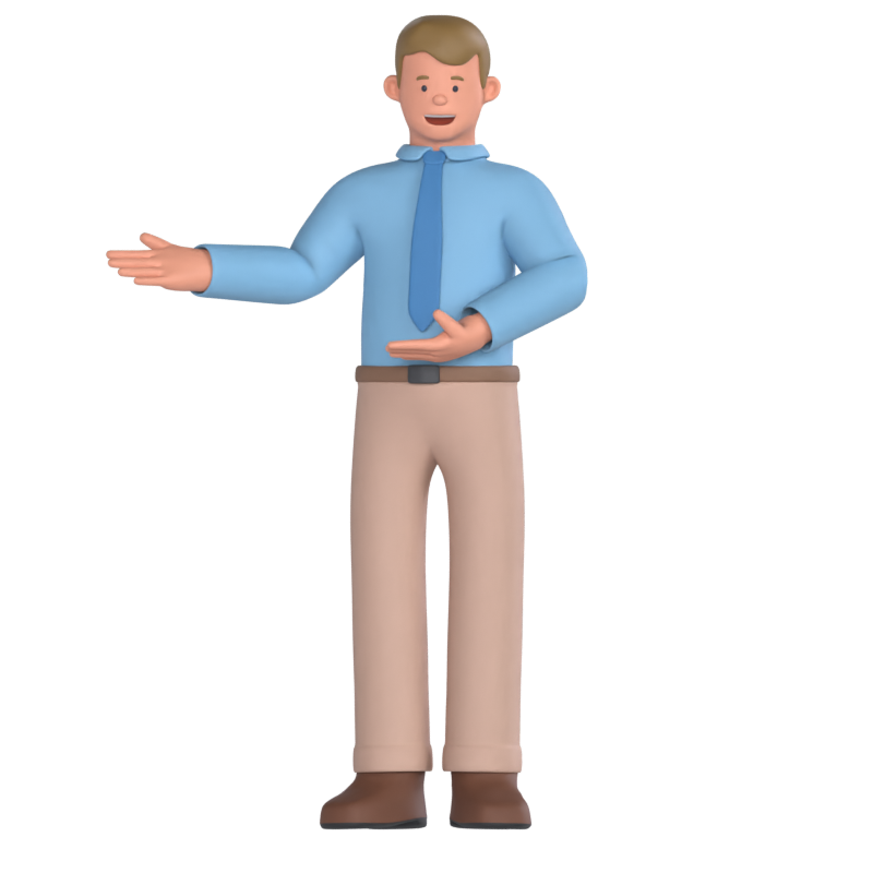 Business Man Pointing Side 3D Graphic