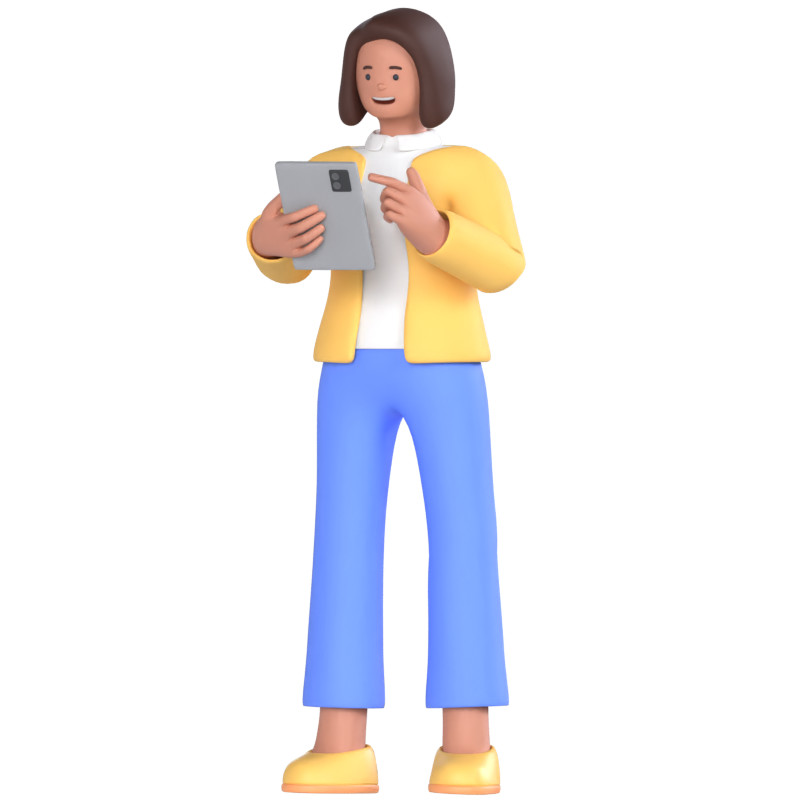 Business Woman Holding Tablet 3D Graphic