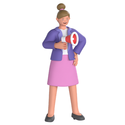 Business Woman With Megaphone 3D Graphic
