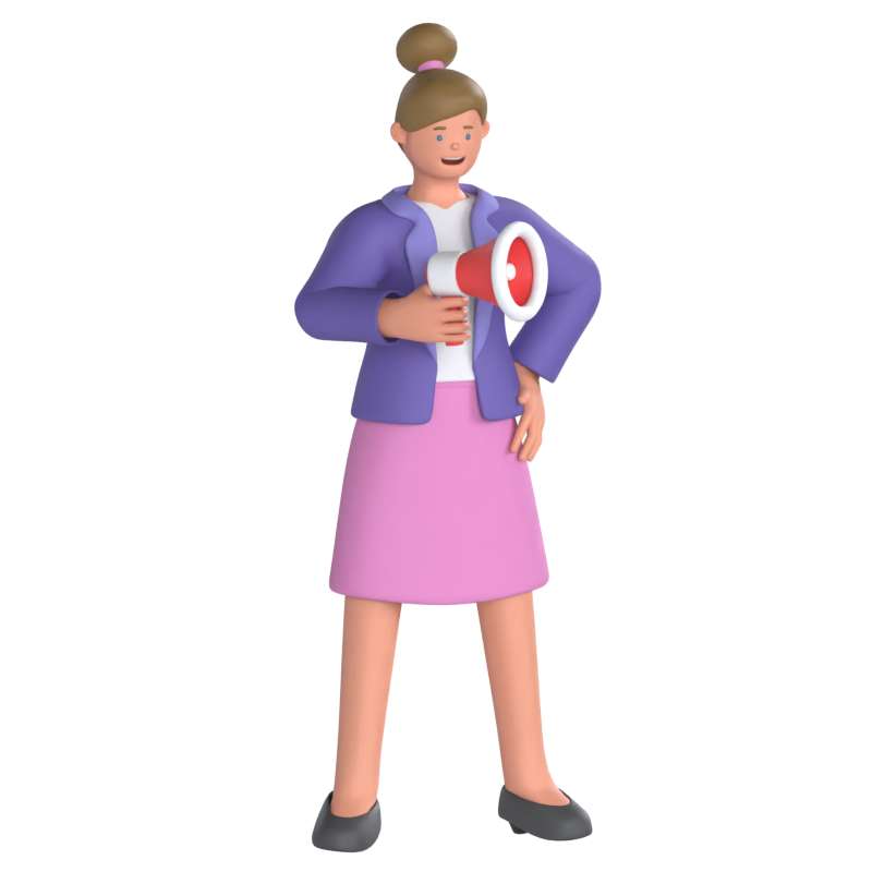 Business Woman With Megaphone 3D Graphic