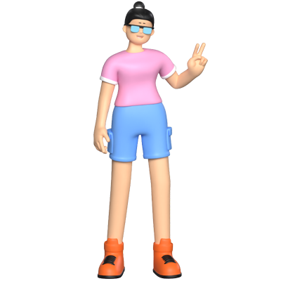Traveling Girl Stand 3D Graphic