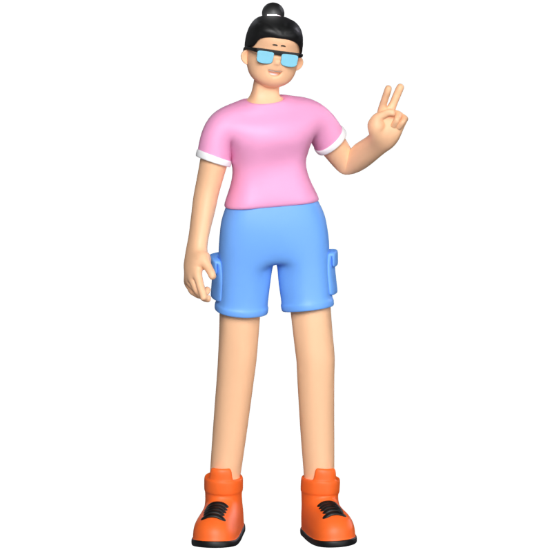 Stand Traveling Girl 3D Graphic