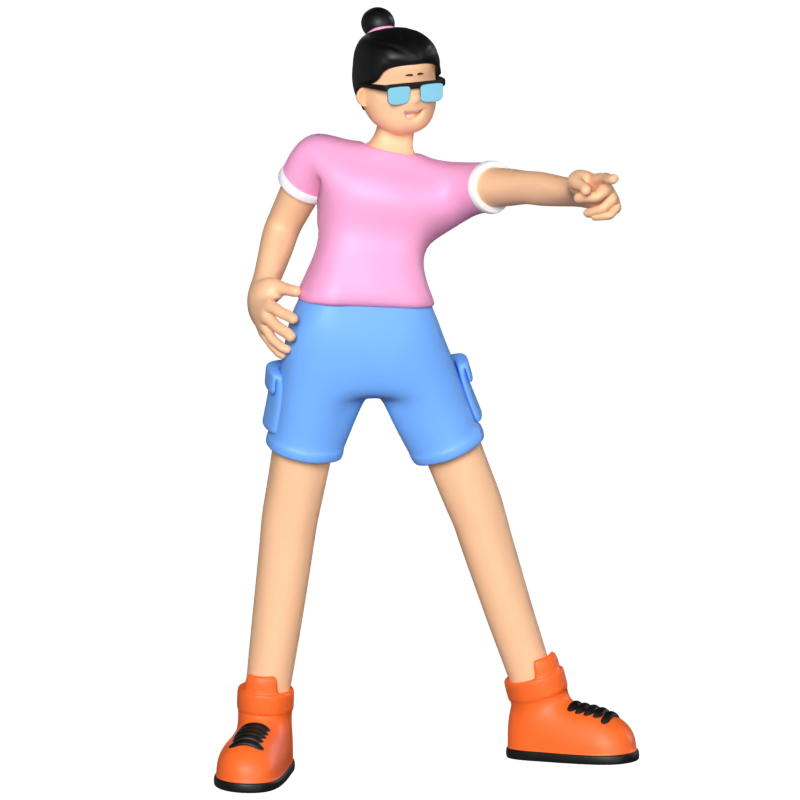 Traveling Girl Pointing 3D Graphic