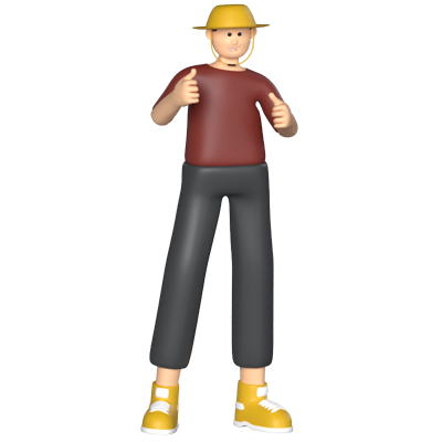 Traveling Boy Thumbs Up 3D Graphic