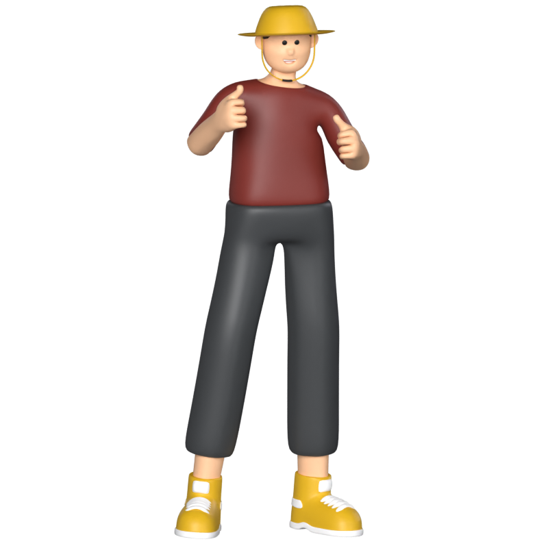 Traveling Boy Thumbs Up 3D Graphic