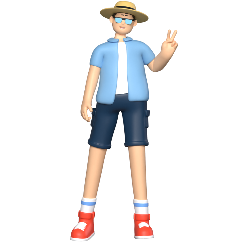 Traveling Boy Standing 3D Graphic