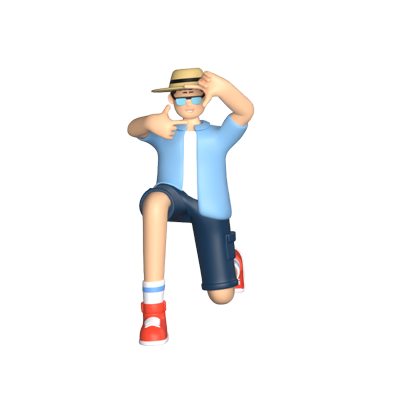 Traveling Boy Photo Pose 3D Graphic
