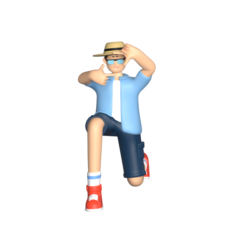 Reisender Junge Fotopose 3D Graphic