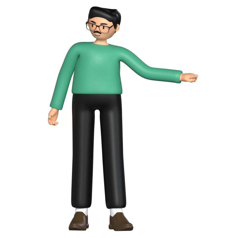 Professor homem indicando 3D Graphic