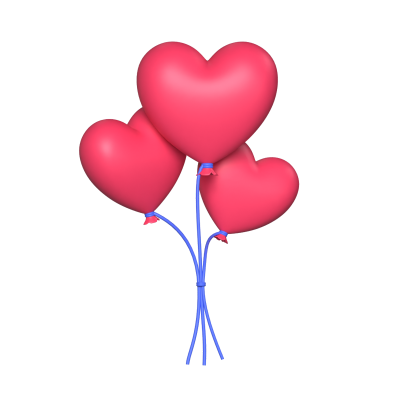 Heart Balloons 3D Animated Icons 3D Graphic