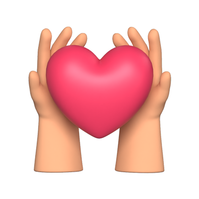 Hands Holding Heart 3D Animated Icon 3D Graphic