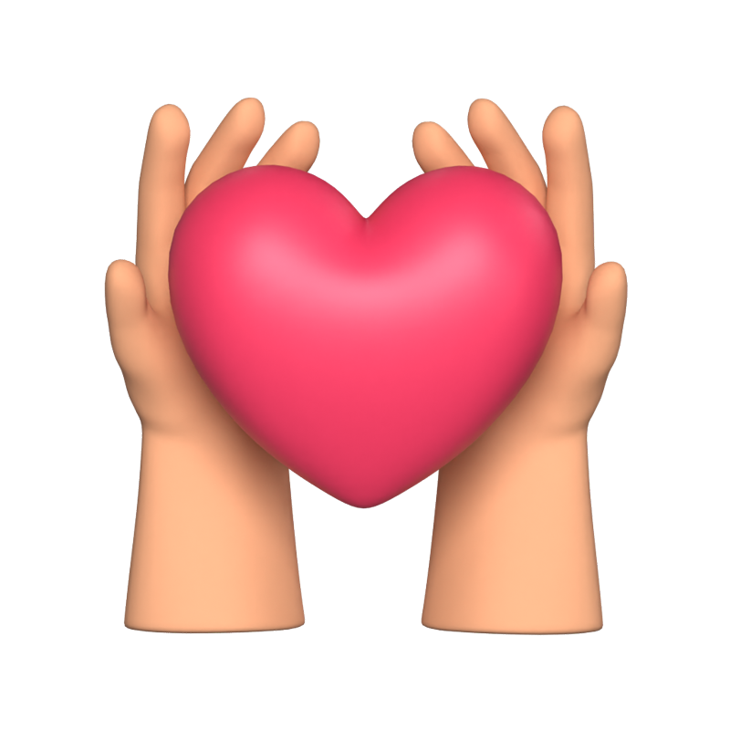 Hands Holding Heart 3D Animated Icon 3D Graphic