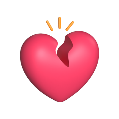 Broken Heart 3D Animated Icon 3D Graphic