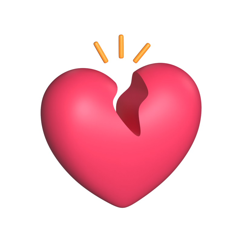 Broken Heart 3D Animated Icon 3D Graphic