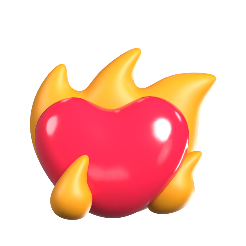 Emoji de amor ardiente animado Icono 3D 3D Graphic