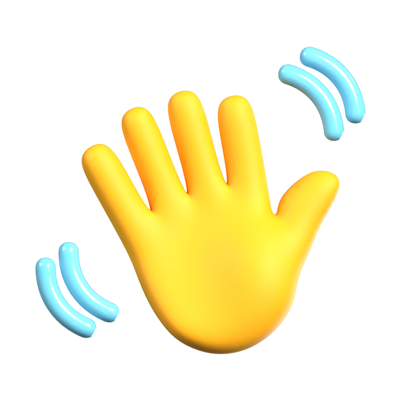 Icono 3D animado con emoticono de mano agitándose 3D Graphic